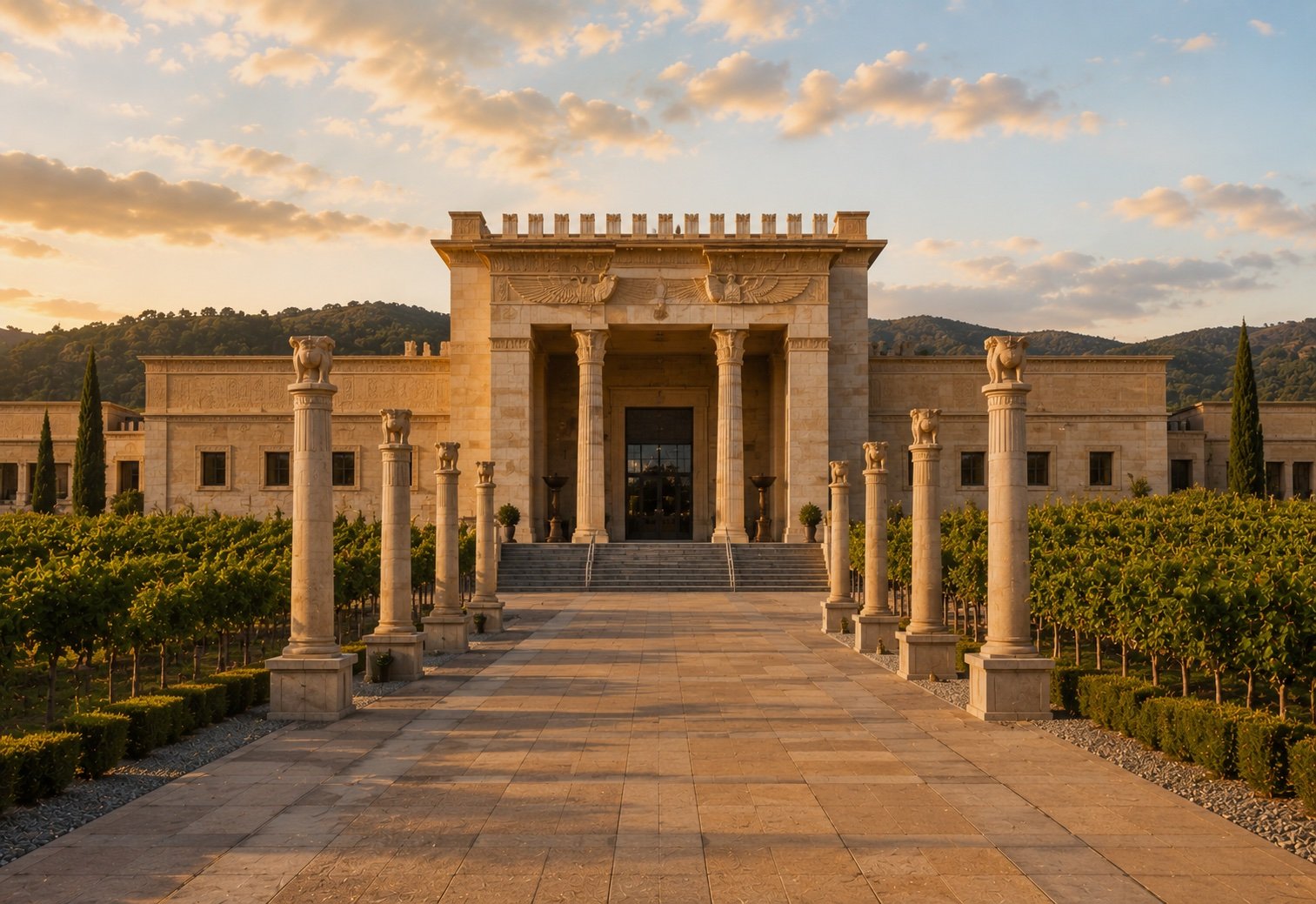 Persian-inspired Darioush winery Achaemenid columns on Napa's Silverado Trail