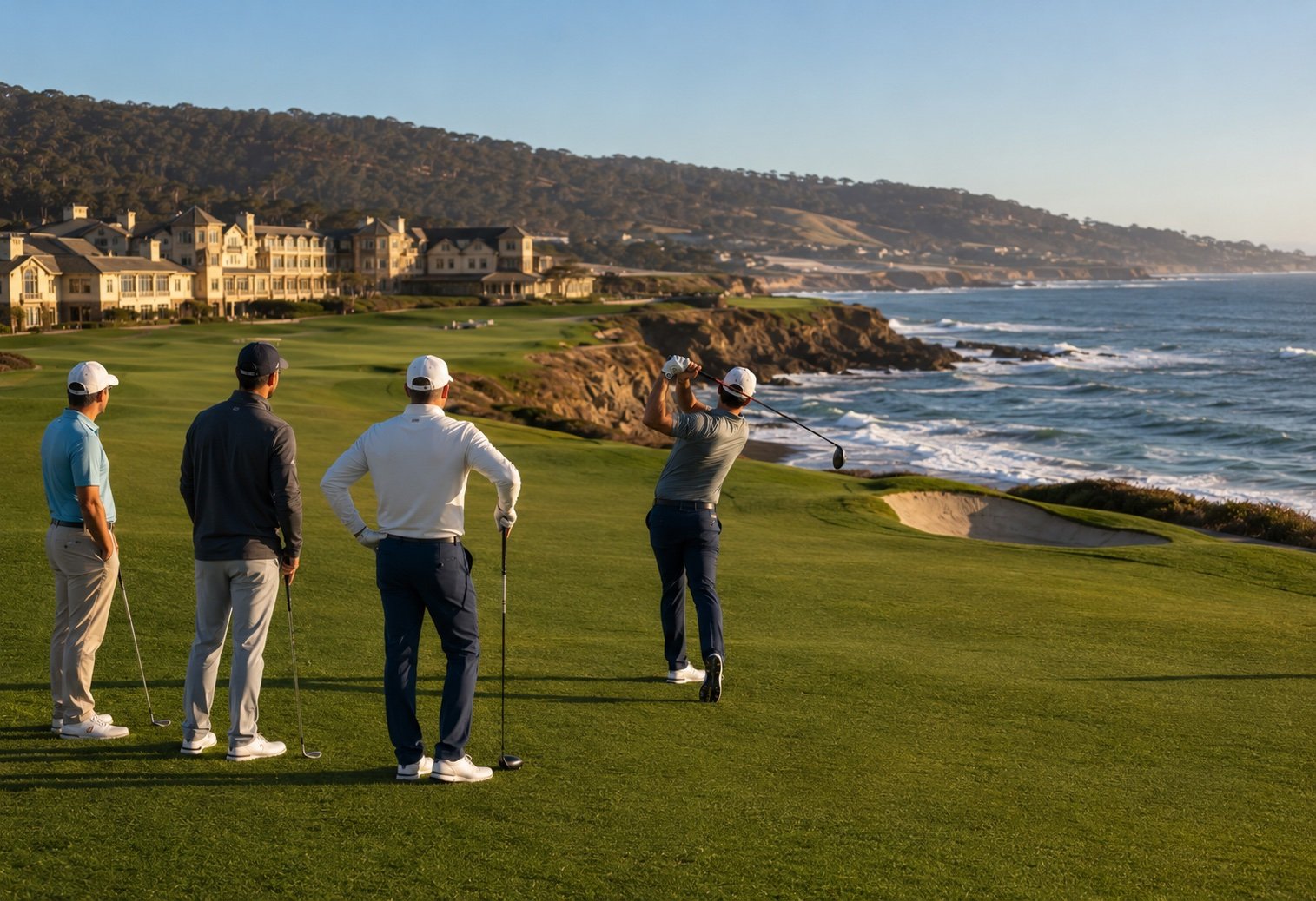 Group of golfers at Pebble Beach Golf Links on Monterey Peninsula