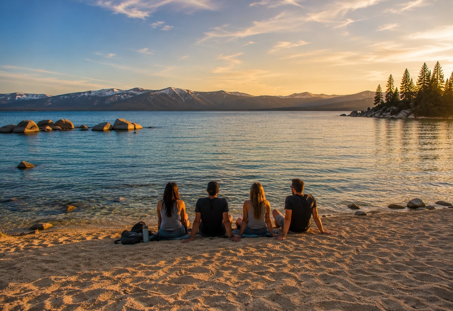 Sierra-at-Tahoe summer beach day at Lake Tahoe