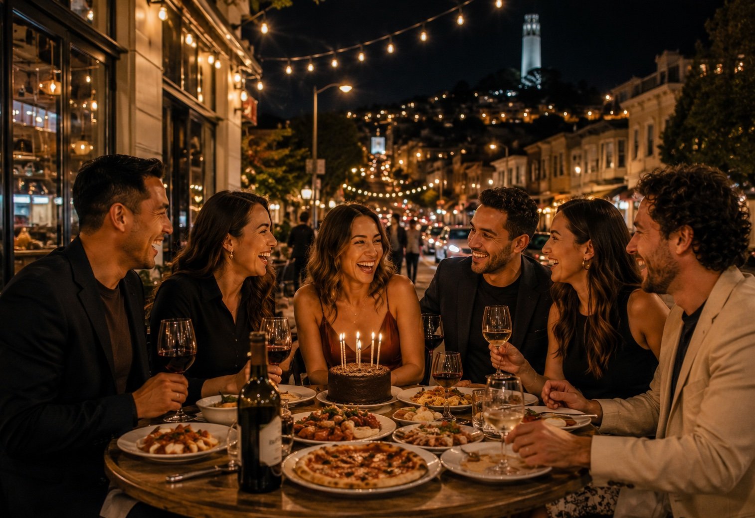 North Beach San Francisco Italian dining district at night