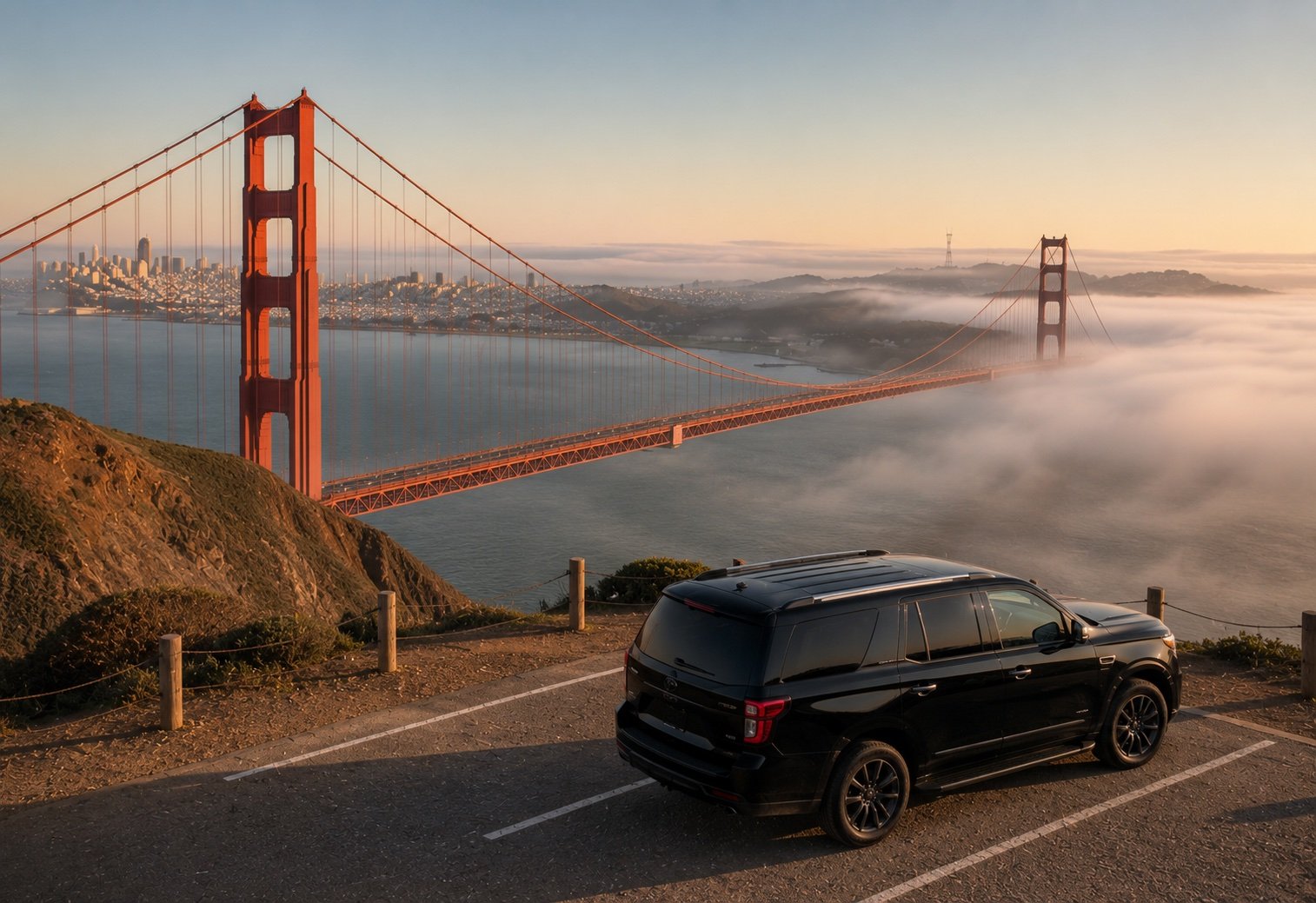 Golden Gate Bridge vista point panoramic view in San Francisco