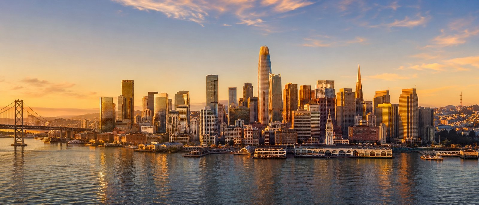 San Francisco cityscape panoramic view from the Bay